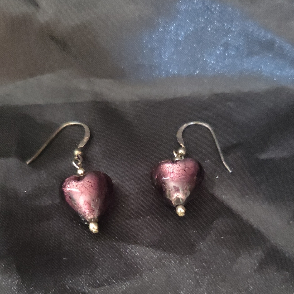 Elegant Heart-Shaped Purple Earrings